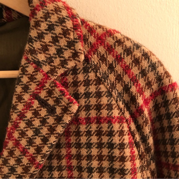 Todd Snyder Italian Tweed Raglan Windowpane Topcoat in Red (size S) - Picture 3 of 7